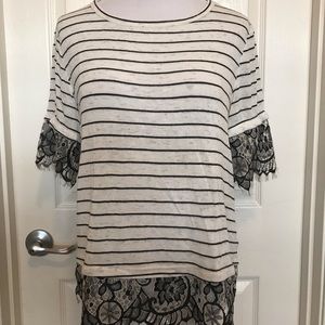 Xhiliartion Lace and Stripe Top